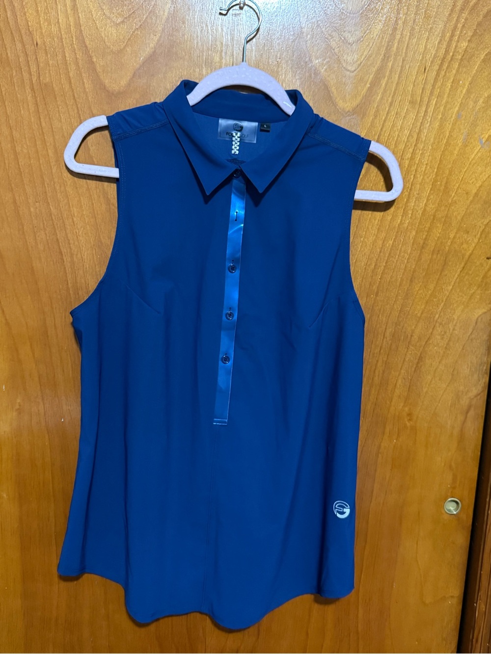 Sleeveless Collared Tank Top in Navy Blue